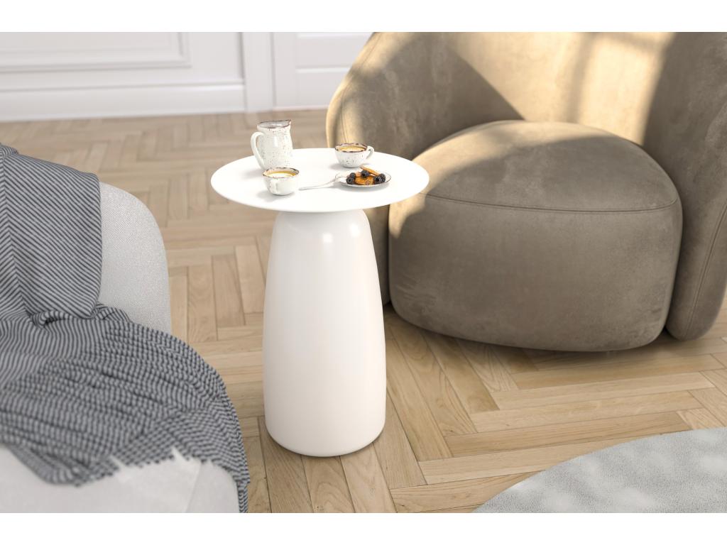 Table d'appoint / Table de nuit en bois de hêtre Laviecasa Baobab44 hauteur 44 cm / Blanche HQVV75483