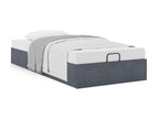 Cadre de lit ottoman sans matelas gris foncé 100x200 cm velours