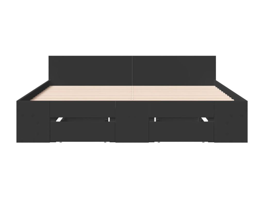 Cadre de lit avec tiroirs sans matelas noir 120x200 cm