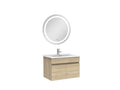 Ensemble meubles Salle de Bain simple vasque 60cm rond miroir lumineux Chêne Laviecasa WNJQ30795