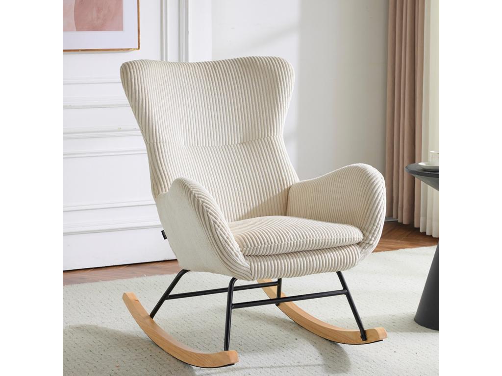 Rocking-chair en velours tricoté beige - Béa CPLE86264