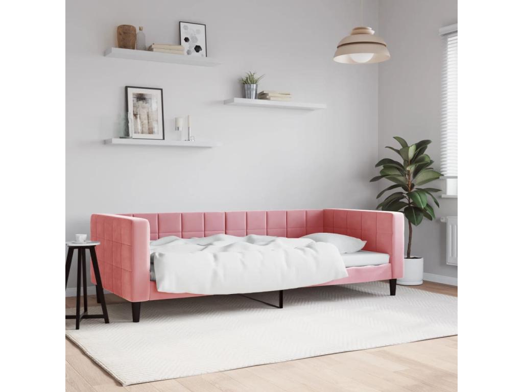 Lit de repos sans matelas rose 90x200 cm velours CKFA22282