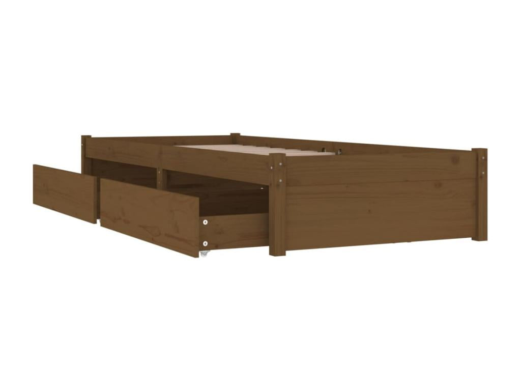 Cadre de lit sans matelas avec tiroirs marron miel 90x200 cm