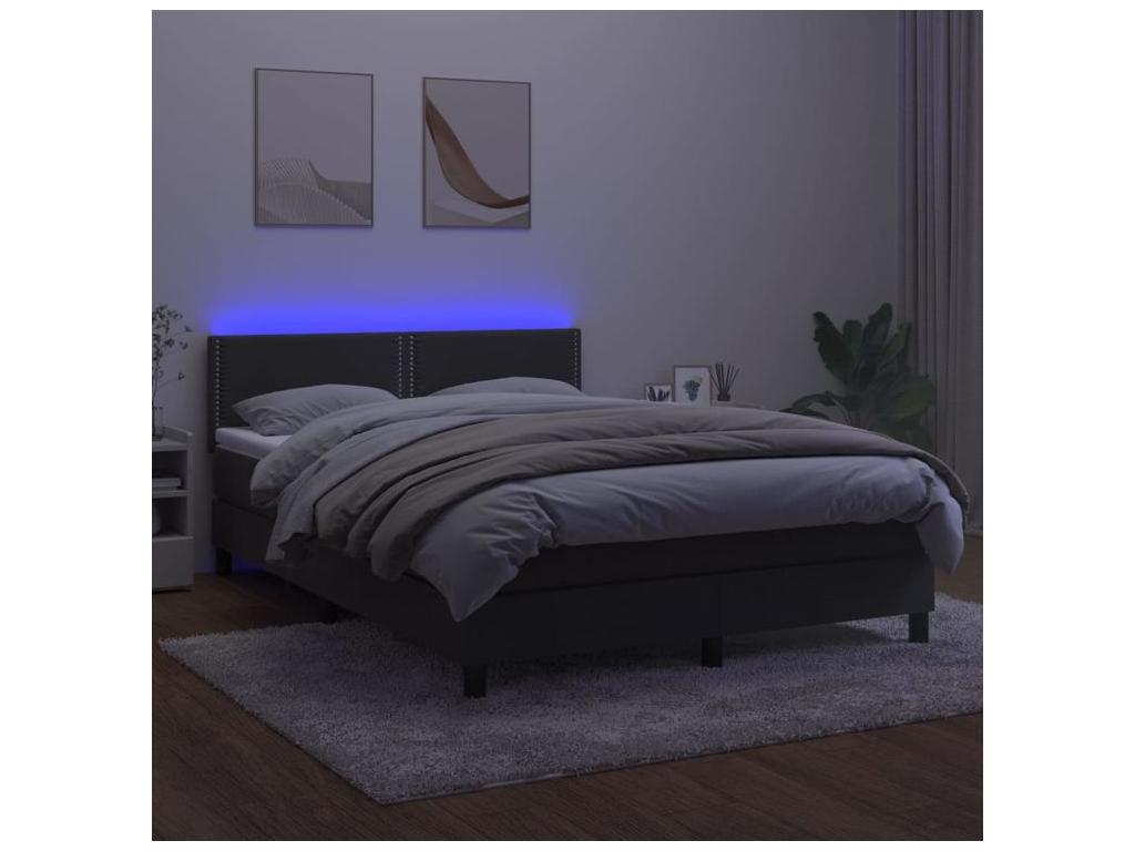 Sommier à Meubiana de lit avec matelas LED Gris foncé 140x190