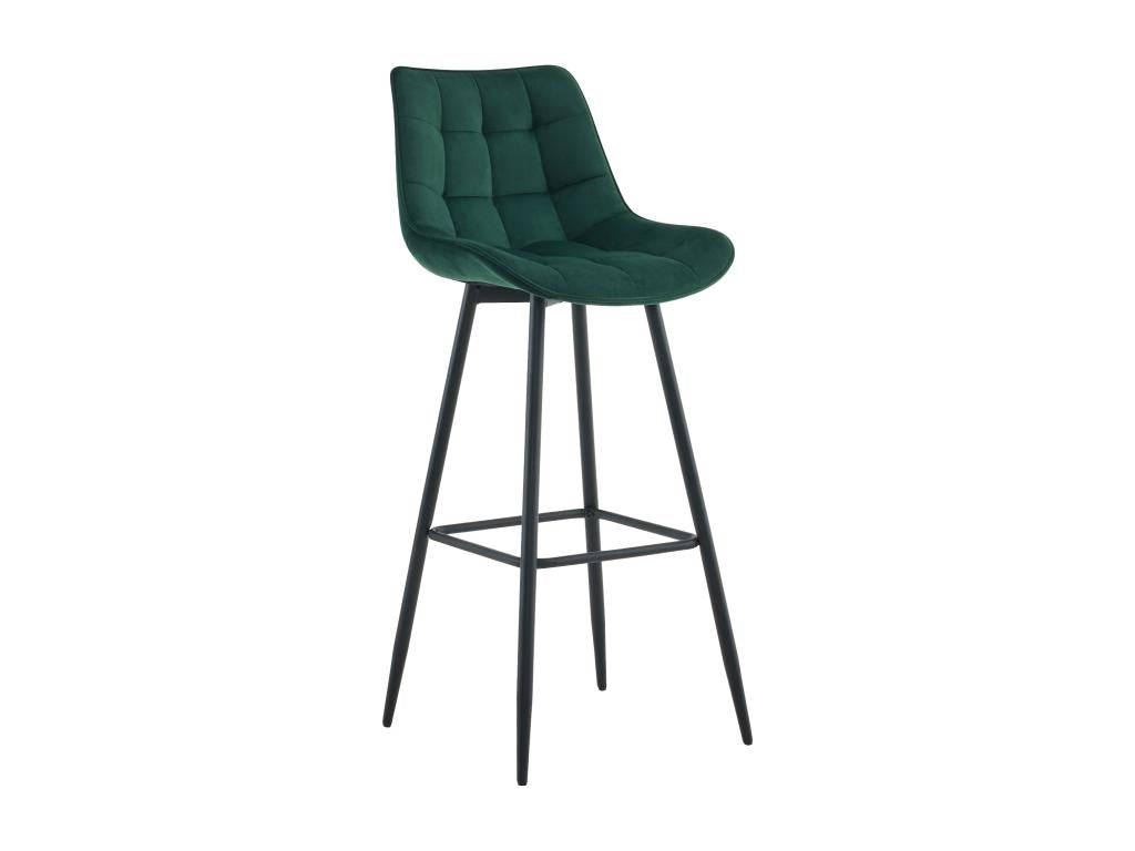 Tabouret de bar - Velours / Métal noir mat - Vert - Dartford