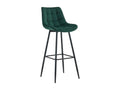 Tabouret de bar - Velours / Métal noir mat - Vert - Dartford