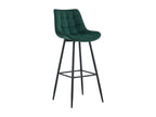 Tabouret de bar - Velours / Métal noir mat - Vert - Dartford