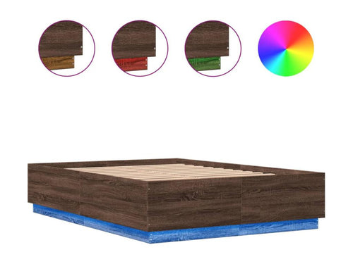 Cadre de lit avec Laviecasaères LED chêne marron 140x200 cm OJNA18049