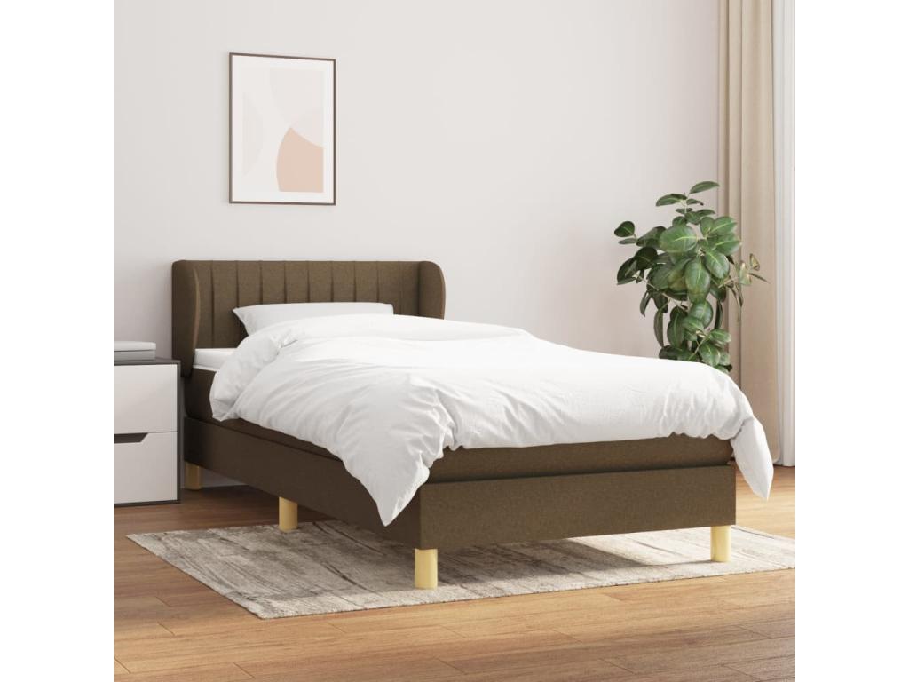 Lit à sommier tapissier avec matelas Marron foncé 80x200 cm