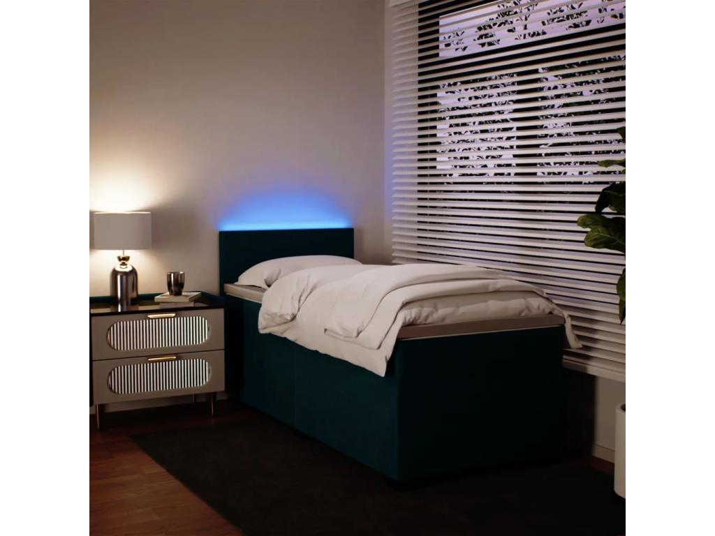 Sommier à Meubiana de lit avec matelas bleu 80x200 cm velours