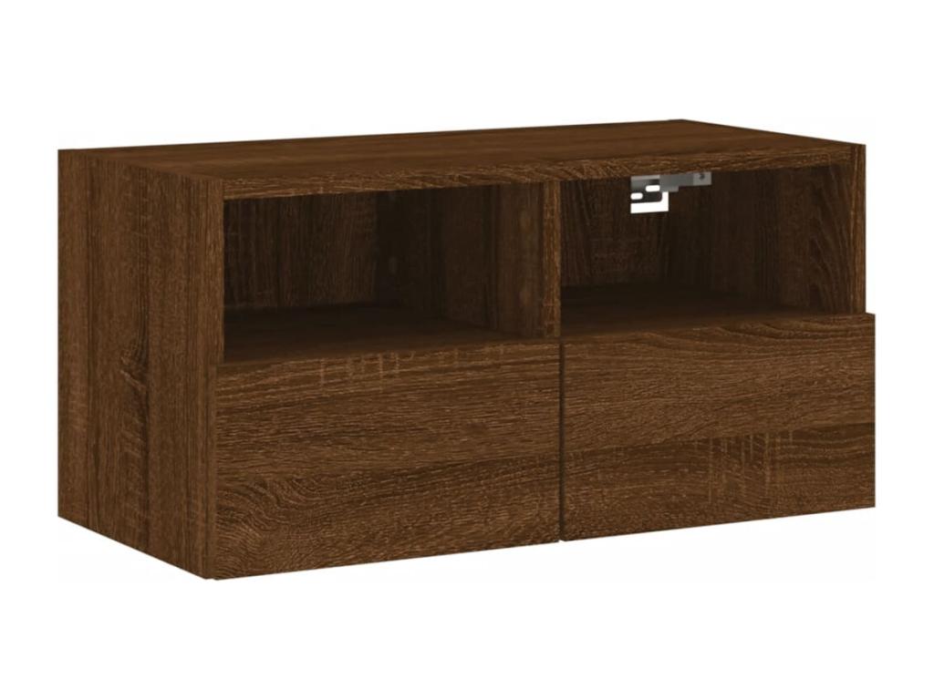 Meuble TV mural chêne marron 60x30x30 cm bois d'ingénierie
