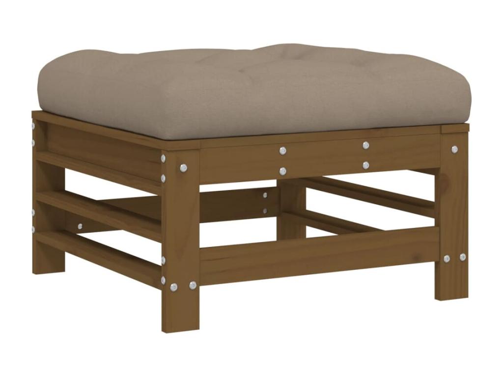 Salon de jardin 6 pcs avec coussins marron miel bois massif AHZS14456