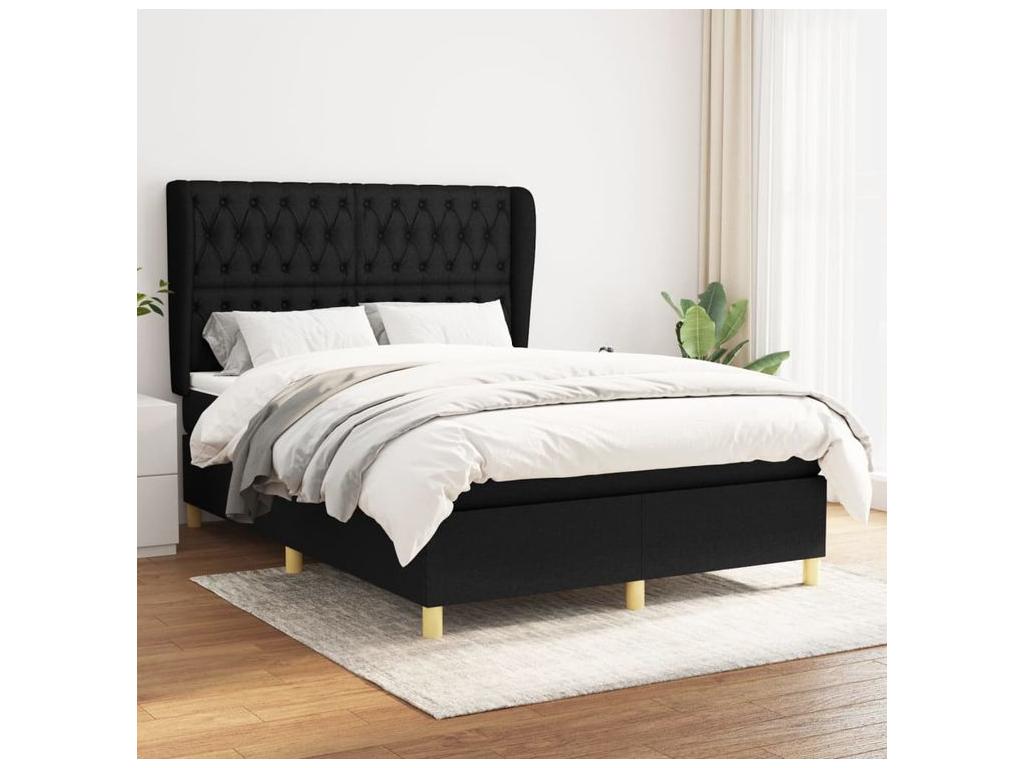 Sommier à Homzora de lit avec matelas Noir 140x190 Tissu
