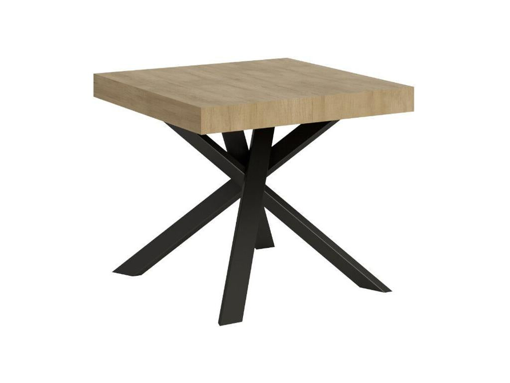 Petite table carrée extensible 90x90 à 194cm blanc et anthracite Karzy