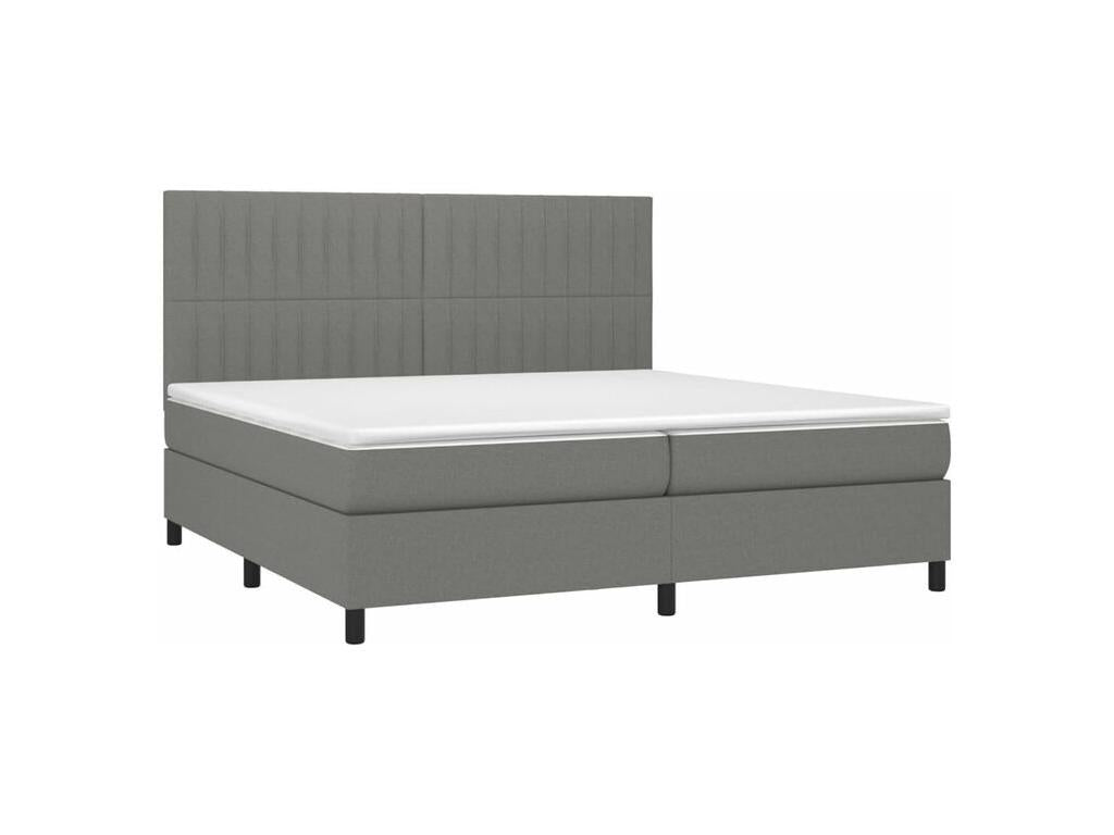 Sommier à Meubiana de lit et matelas et LED Gris foncé 200x200