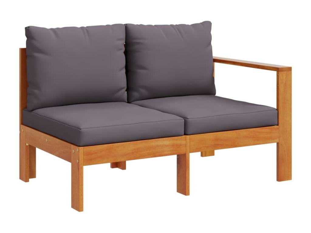 Salon de jardin avec coussins 5 pcs Bois d'Meubiana solide