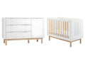 Lit évolutif 60x120 et commode 3 tiroirs 1 porte Meubiana Blanc