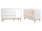 Lit évolutif 60x120 et commode 3 tiroirs 1 porte Meubiana Blanc