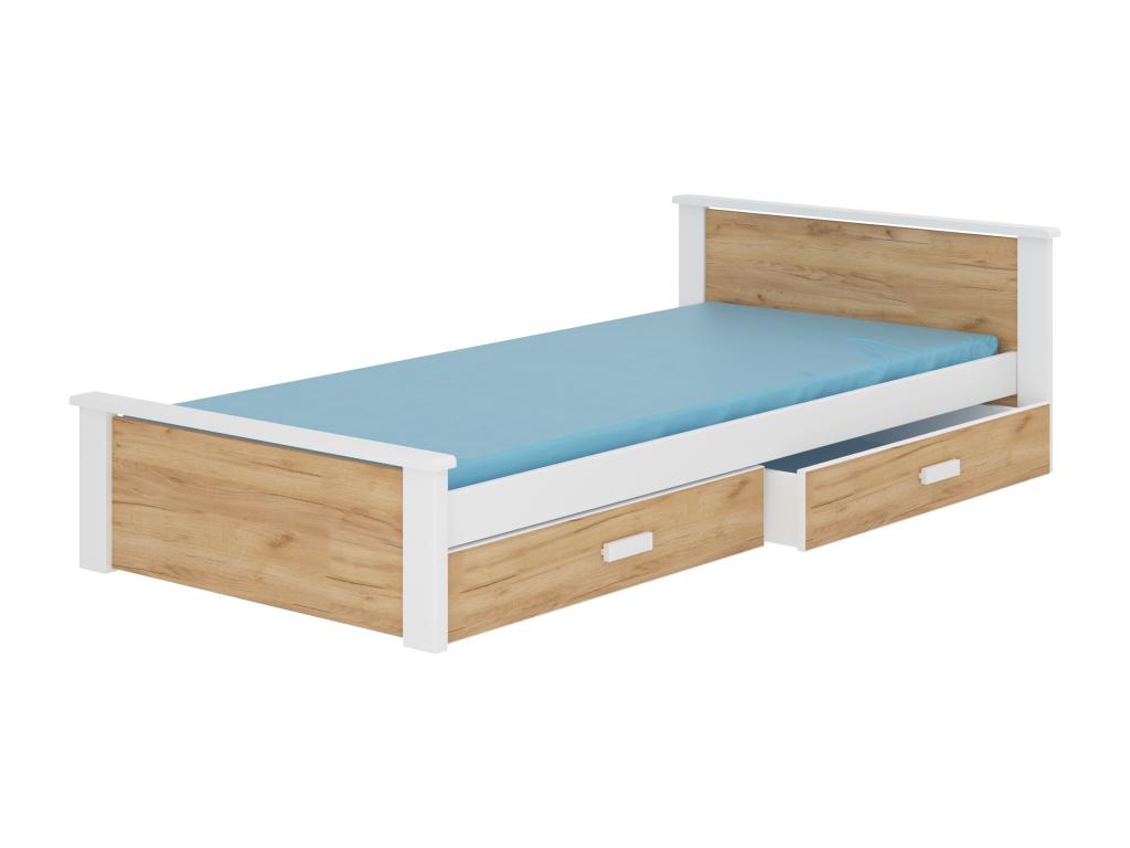 Lit enfant bois pin blanc et bois Laviecasa 90x200 avec 2 tiroirs de rangement Laviecasa AKWV72931