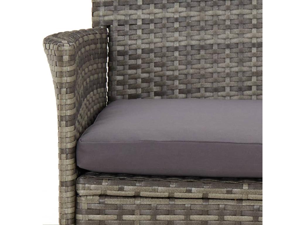 Ensemble à manger de jardin 3 pcs coussins gris résine tressée