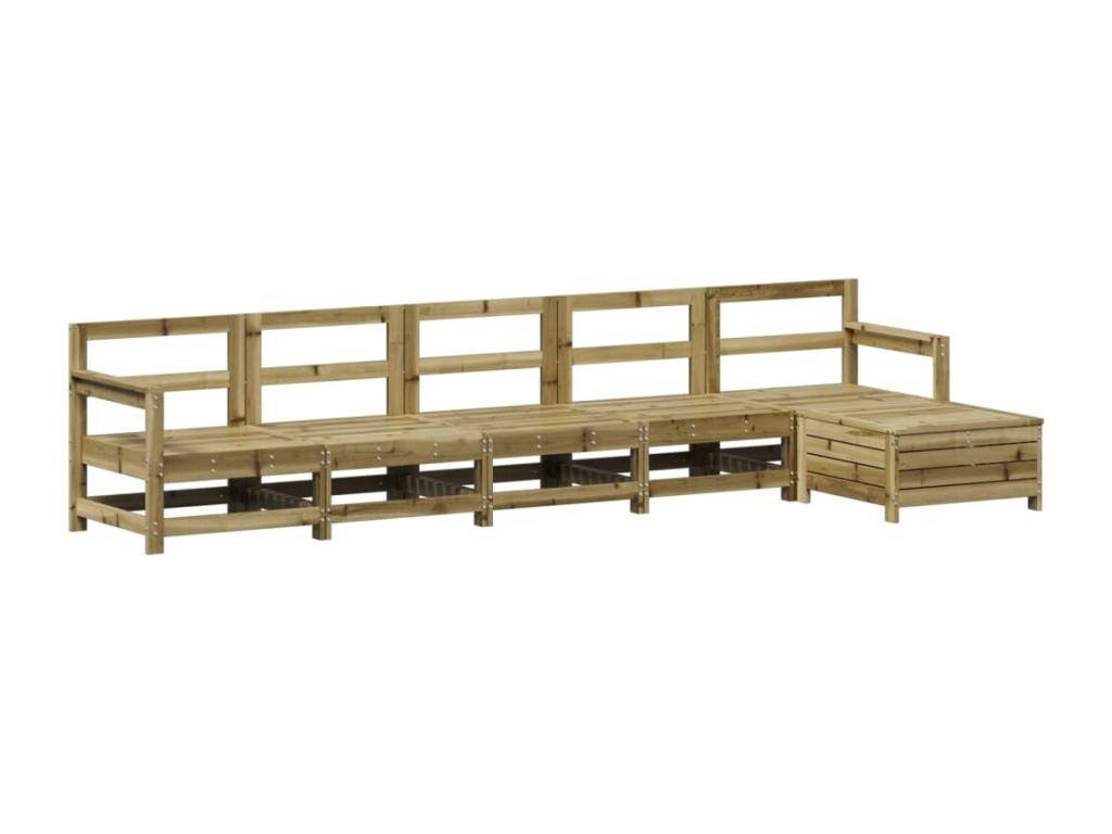 Salon de jardin 6 pcs bois de pin imprégné IRKJ15497