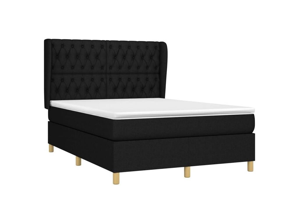 Sommier à Homzora de lit avec matelas Noir 140x190 Tissu