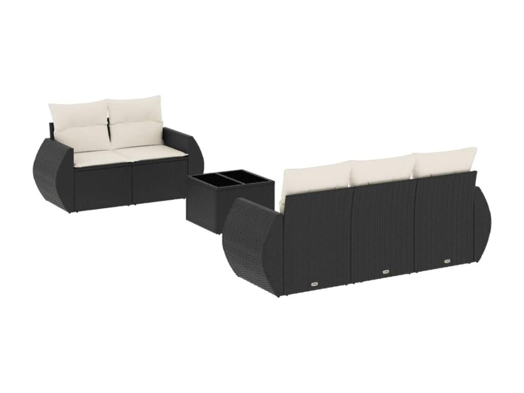 Salon de jardin 6 pcs avec coussins noir résine tressée POGD85037