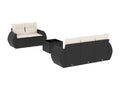 Salon de jardin 6 pcs avec coussins noir résine tressée POGD85037