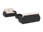 Salon de jardin 6 pcs avec coussins noir résine tressée POGD85037