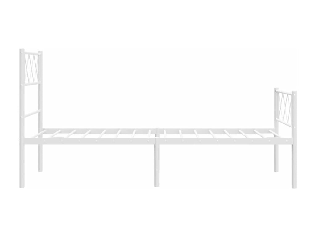 Cadre de lit métal avec tête de lit-pied de lit blanc 90x200