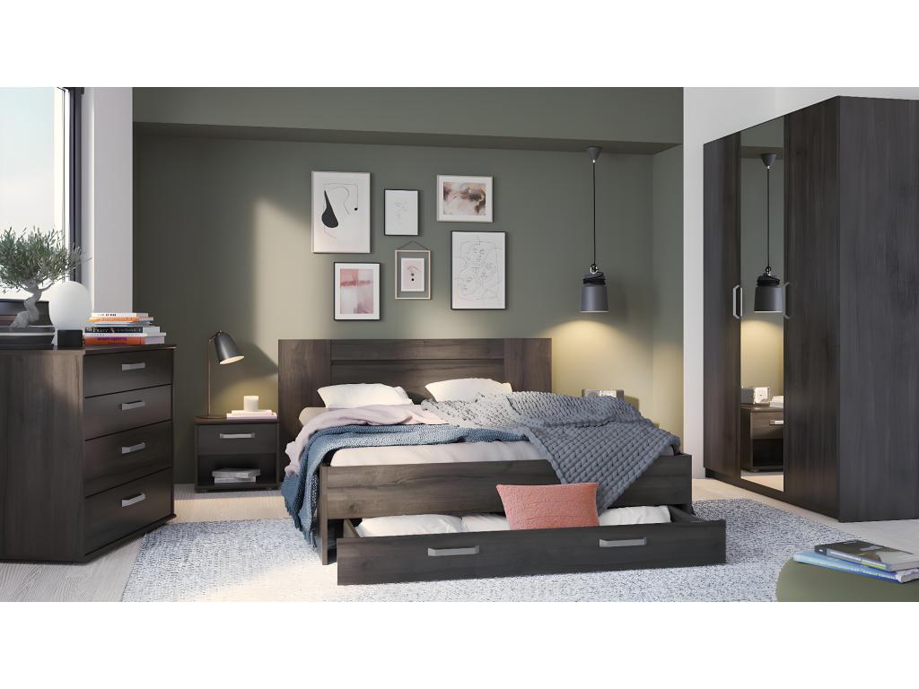 Table de chevet / Table de nuit coloris chêne Wateford - Longueur 43.9 x Hauteur 37.7 x Profondeur 34.6 cm