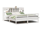 Lit bibliothèque sans matelas blanc 180x200 cm bois pin massif JCOU97094