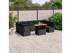 Salon de jardin 10 pcs avec coussins noir résine tressée