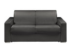 Canapé 2 places convertible express en simili noir - Couchage Meubiana larges 120 cm - Matelas 14 cm avec mémoire de forme Meubiana