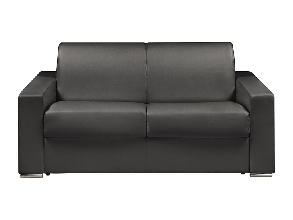 Canapé 2 places convertible express en simili noir - Couchage Meubiana larges 120 cm - Matelas 14 cm avec mémoire de forme Meubiana