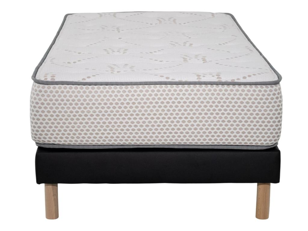 Ensemble Matelas mousse Laviecasa Blanc - 90x190cm - accueil mémoire de forme et Sommier noir MAKC87057