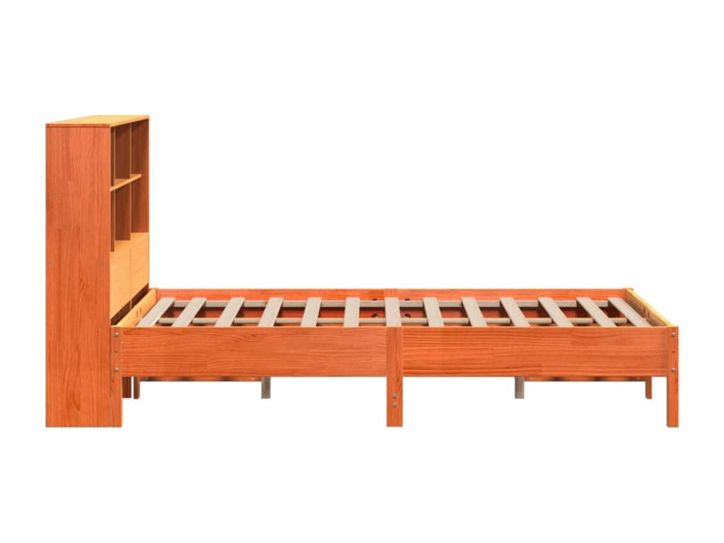 Lit bibliothèque sans matelas cire marron 140x200 cm pin massif IXFA99648