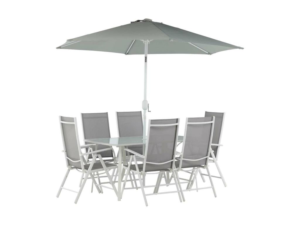 Meubiana ensemble de jardin table 90x150cm blanc 6 chaises blanc.
