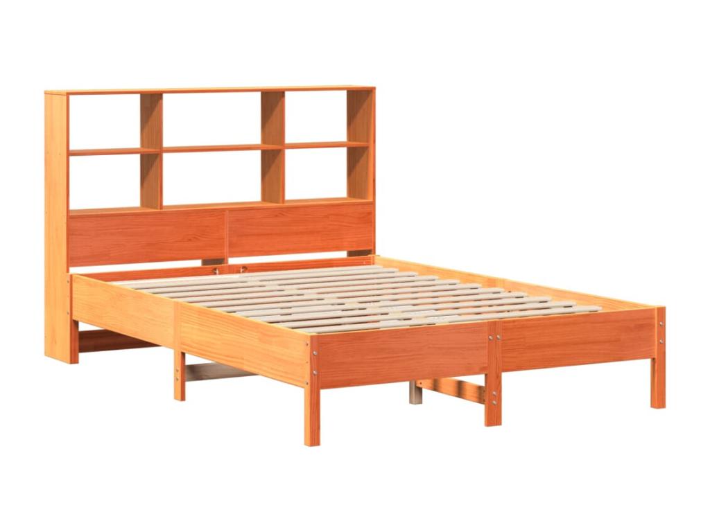 Lit bibliothèque sans matelas cire marron 140x200 cm pin massif IXFA99648
