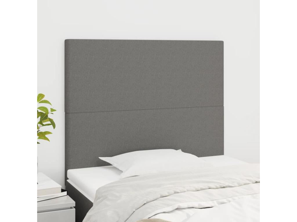Tête de lit 2 pièces Gris foncé 100x5x78/88 cm Tissu