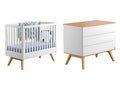 Lit bébé et Commode à langer Nature Blanc RKYX07788