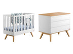 Lit bébé et Commode à langer Nature Blanc RKYX07788