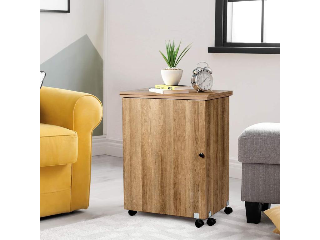 Table de Meubiana Pliante Meuble pour Machine à Coudre avec 3 Etagères pour Bobines et Meubiana verrouillables en Bois