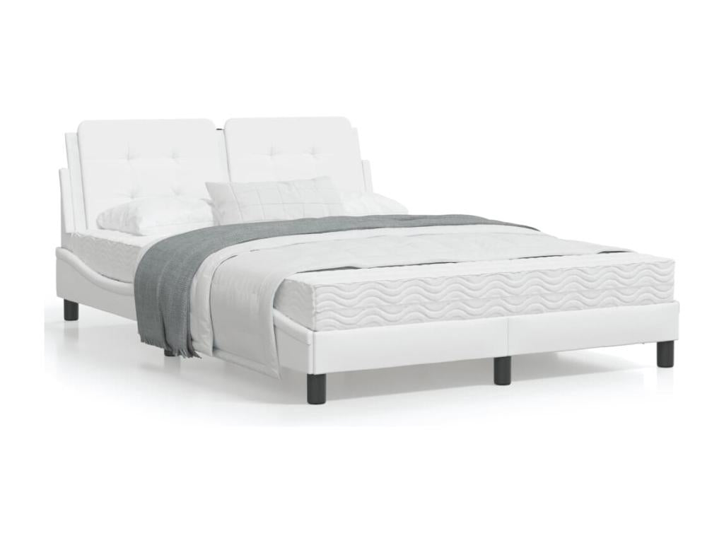 Cadre de lit avec tête de lit Blanc 120x200 cm Similicuir DYQK97944