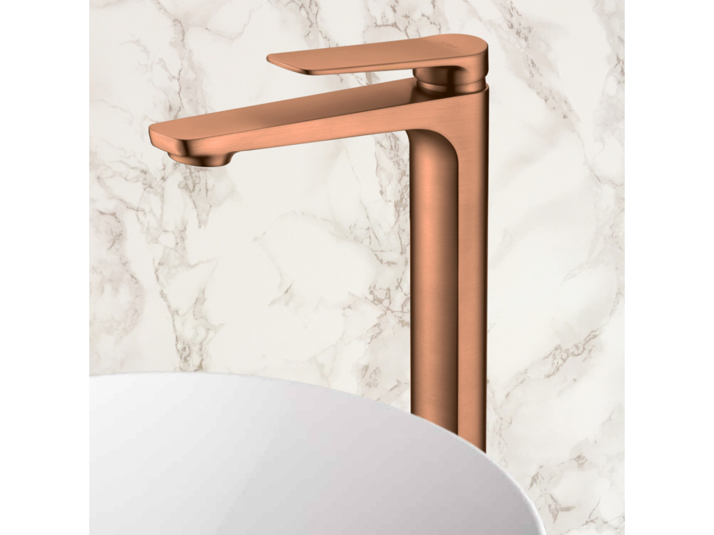 Robinet Mitigeur de Lavabo anti-calcaire Bec Haut Or Rose Cuivré Laviecasa BDN047-3ORC CTDS02706