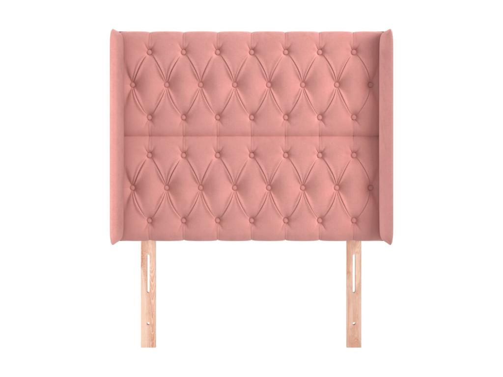 Tête de lit avec oreilles Rose 93x16x118/128 cm Velours GEJU04167