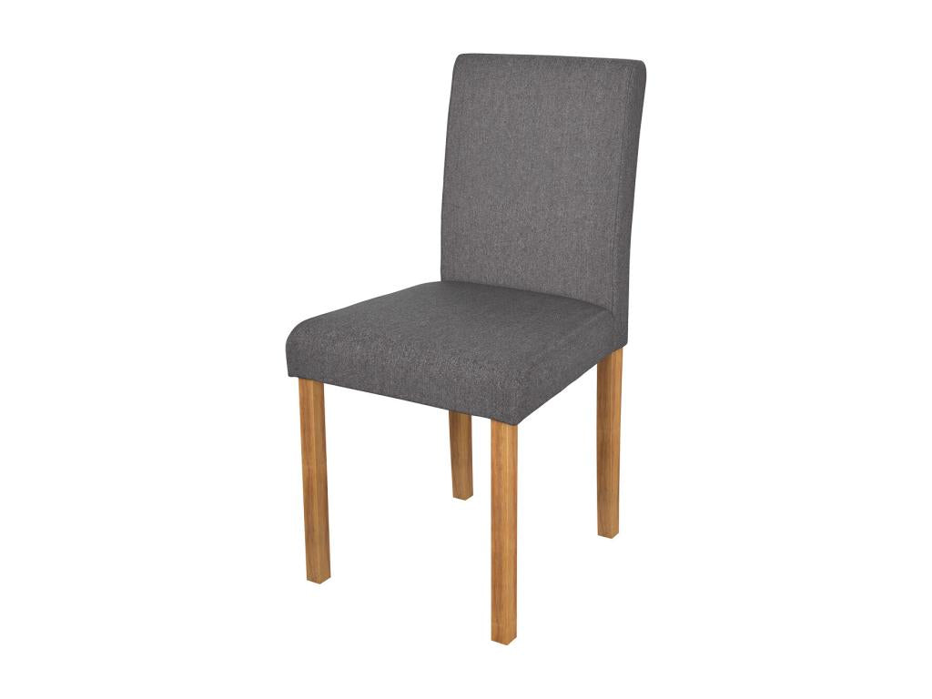 Lot de 2 chaises en tissu gris foncé et pieds en bois d'hévéa - Meubiana