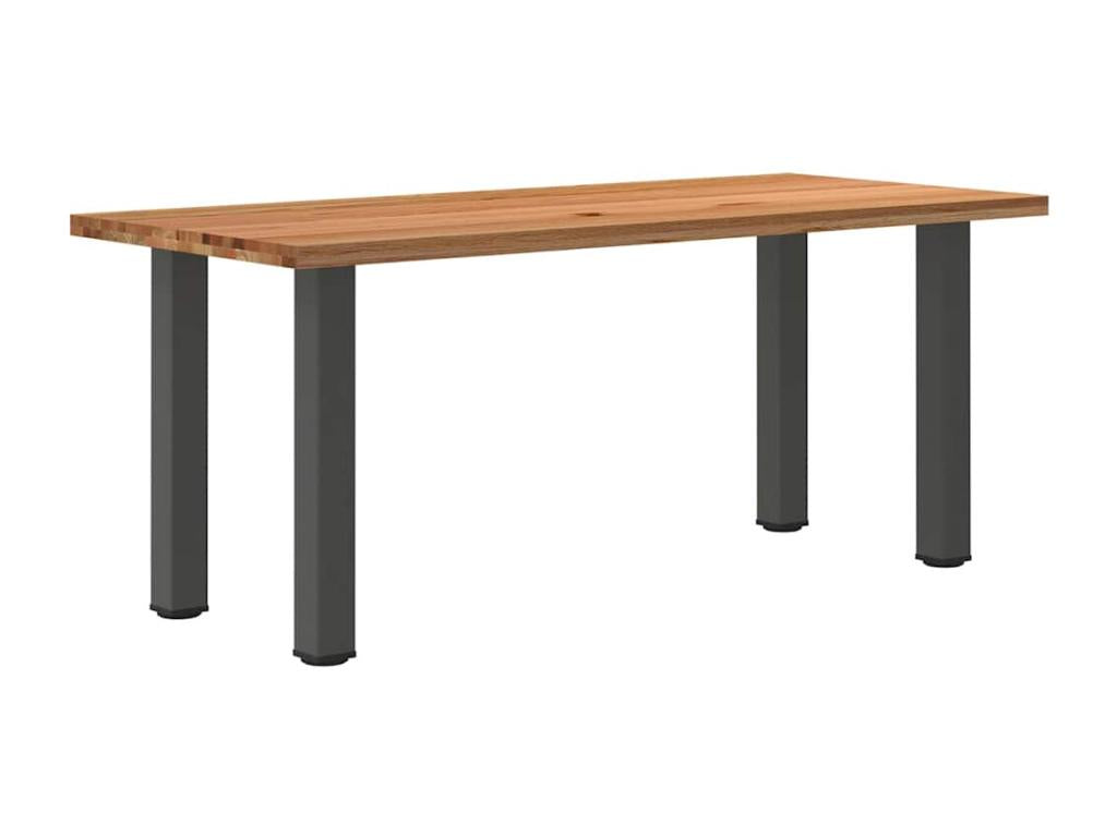 Table à manger marron clair bois de chêne massif rectangulaire