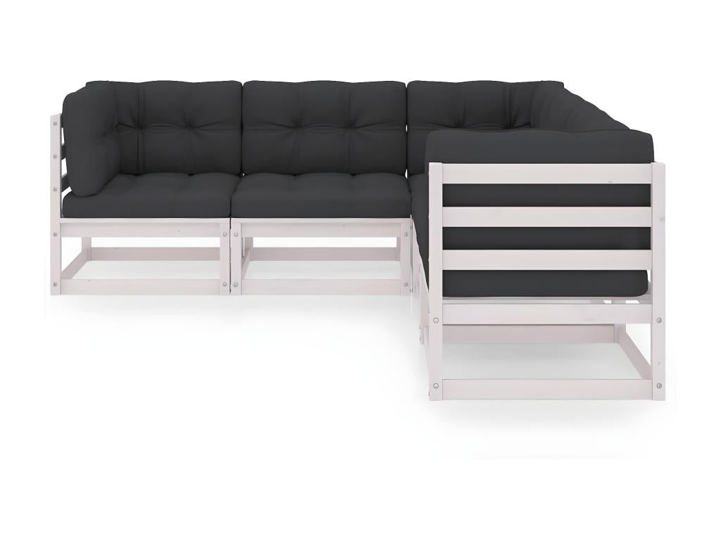 Salon de jardin 5 pcs avec coussins Bois de pin massif TYGN54939