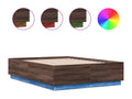 Cadre de lit avec LED sans matelas chêne marron 140x190 cm